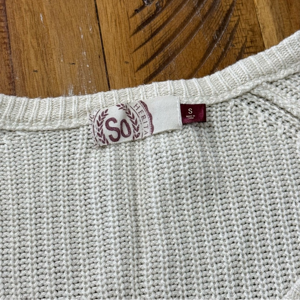 SO Cream Knitted Long Sleeve V Neck Sweatshirt - Picture 5 of 9